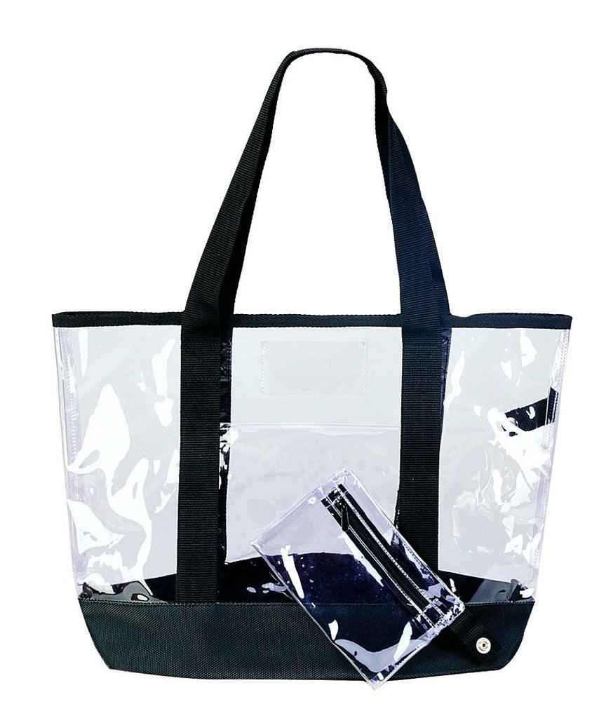 k cliffs K-Cliffs 20" Clear Tote Reusable PVC Grocery Tote Bag w/ FREE Coin Pouch