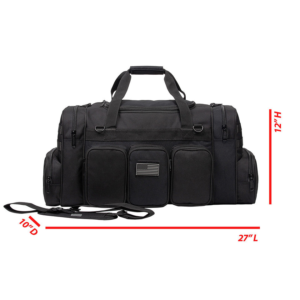 K Cliffs K-Cliffs 27 Inch Lockable Range Duffel Tactical Travel Bag Heavy Duty Sport Gym Bag With US Flag Patch