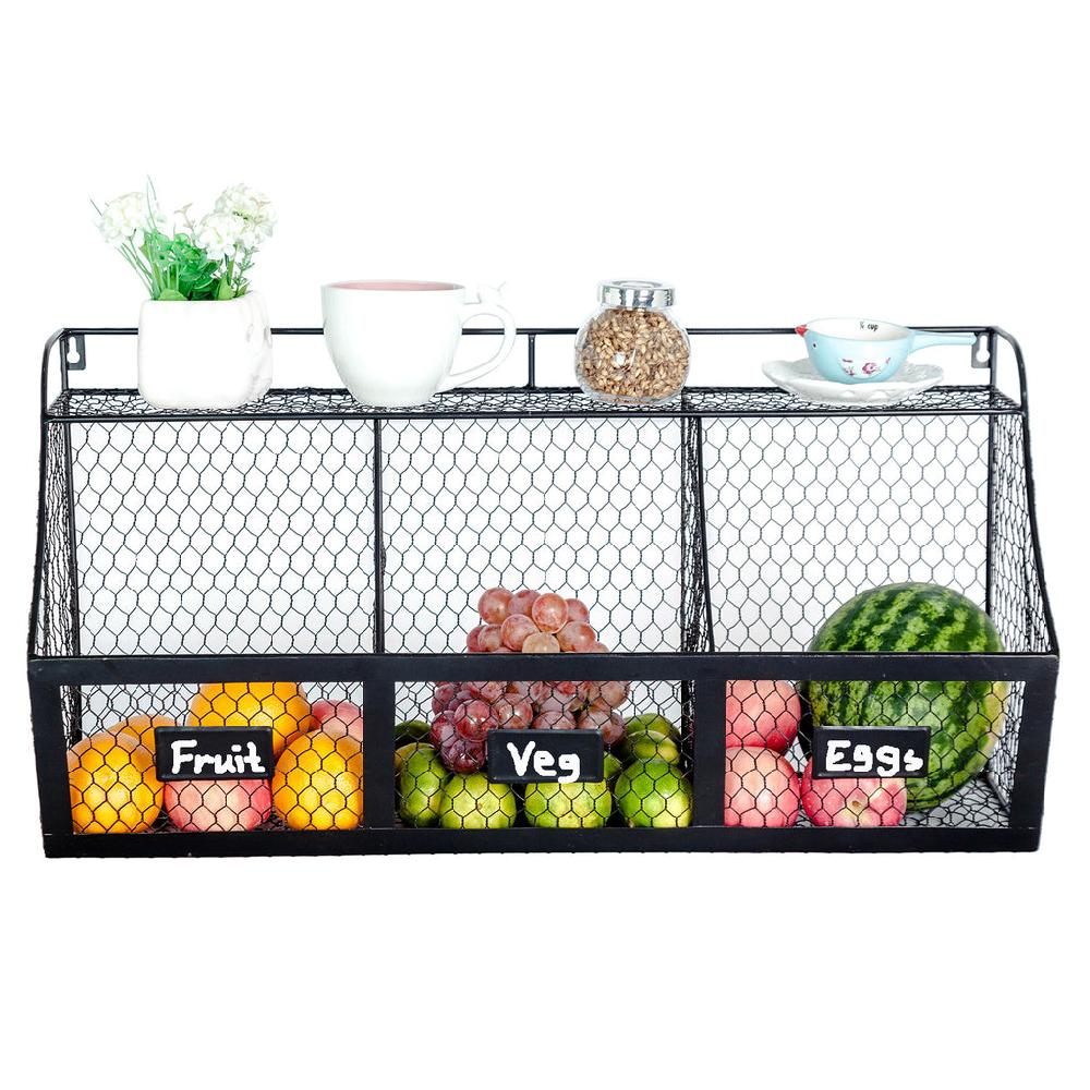 K Cliffs K-Cliffs 3 Wire Storage Compartment Basket Rack Metal Produce Storage Bins