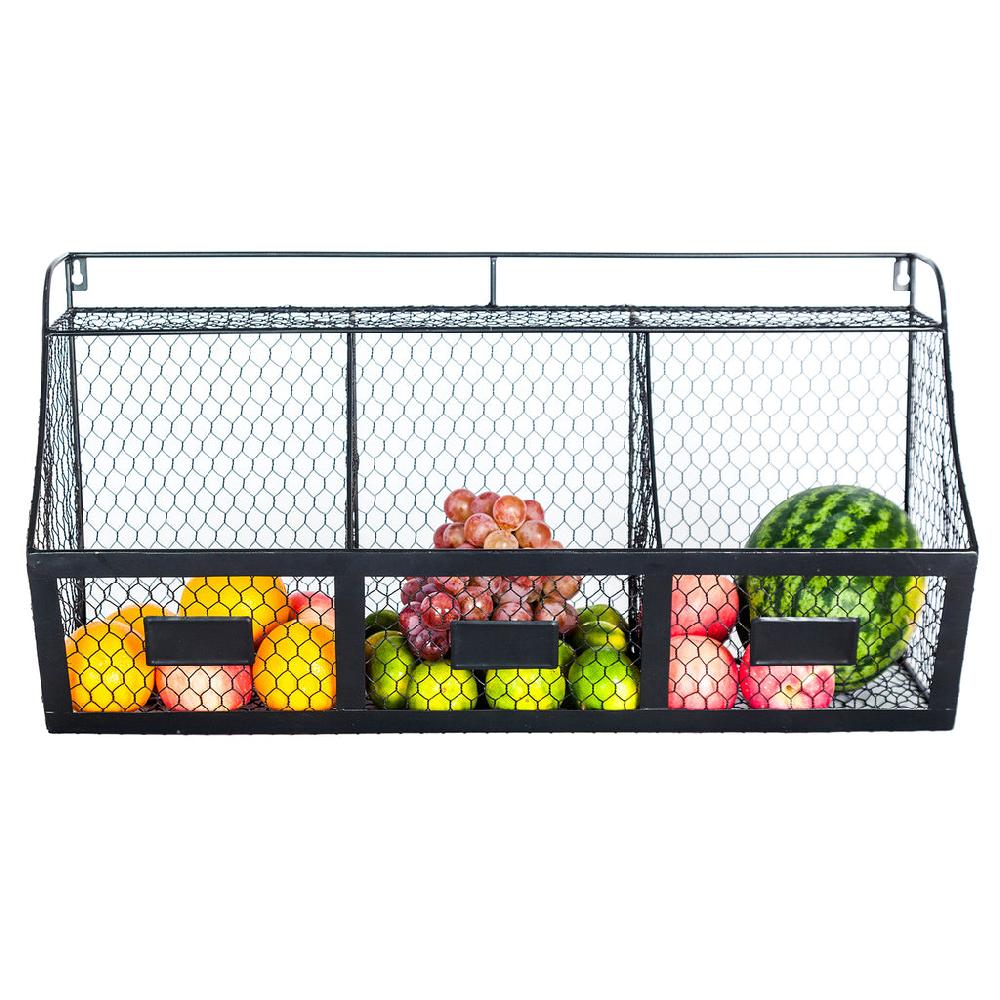 K Cliffs K-Cliffs 3 Wire Storage Compartment Basket Rack Metal Produce Storage Bins
