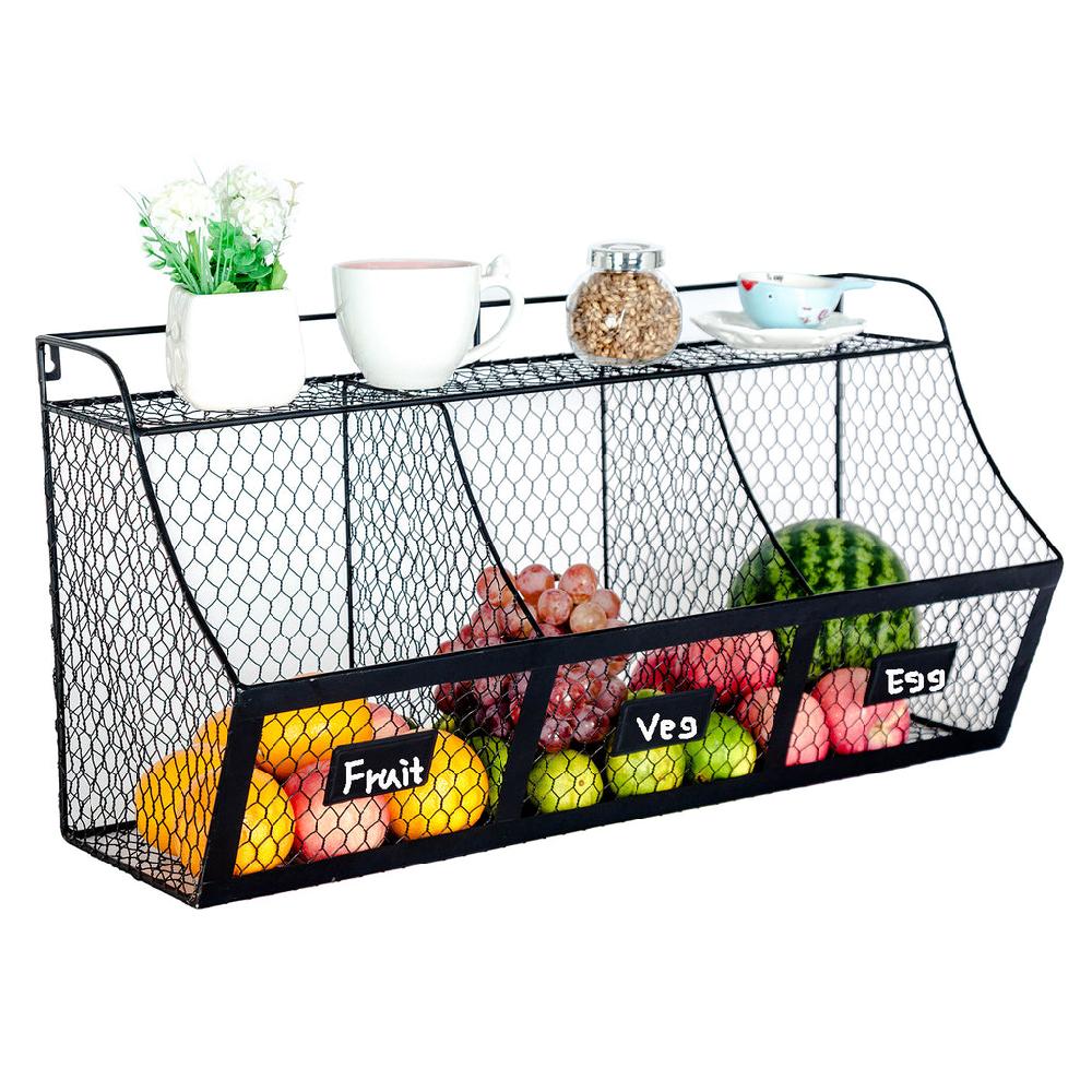 k cliffs K-Cliffs 3 Wire Storage Compartment Basket Rack Metal Produce Storage Bins