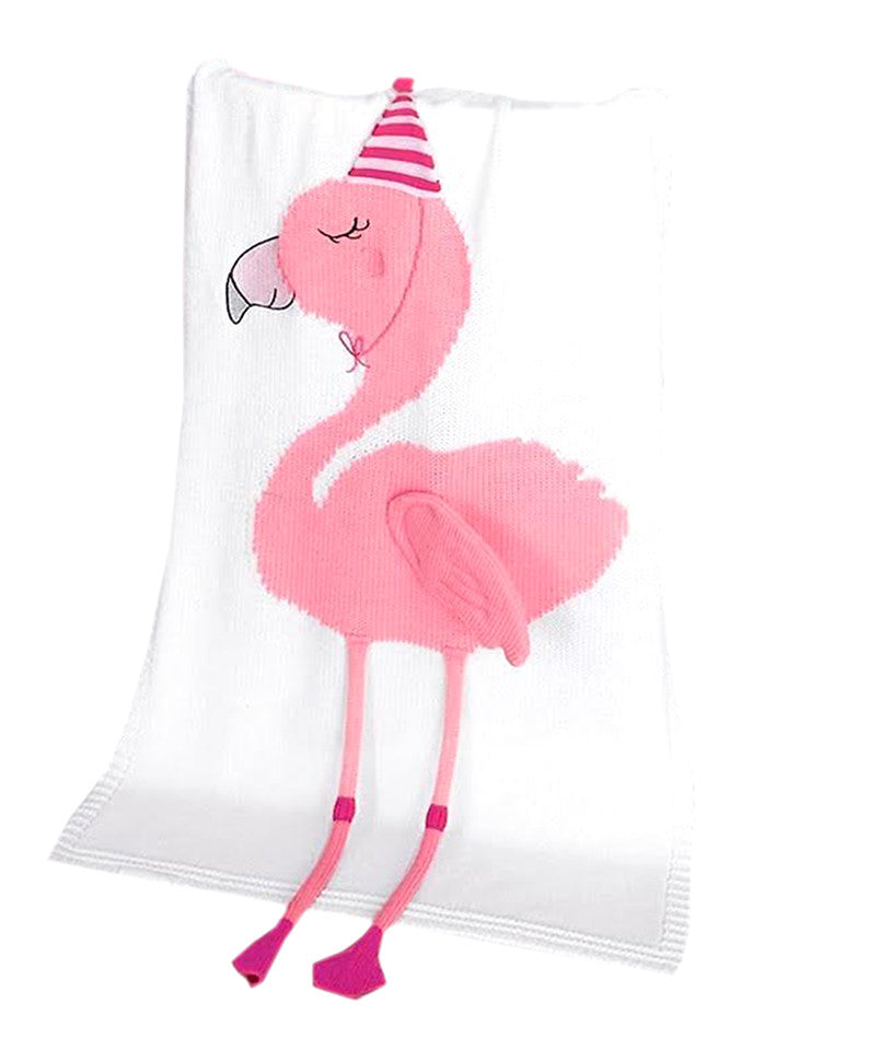 K Cliffs K-Cliffs 3D Flamingo Baby Knit Cotton Crib Throw Blanket Cover Wrap Unisex