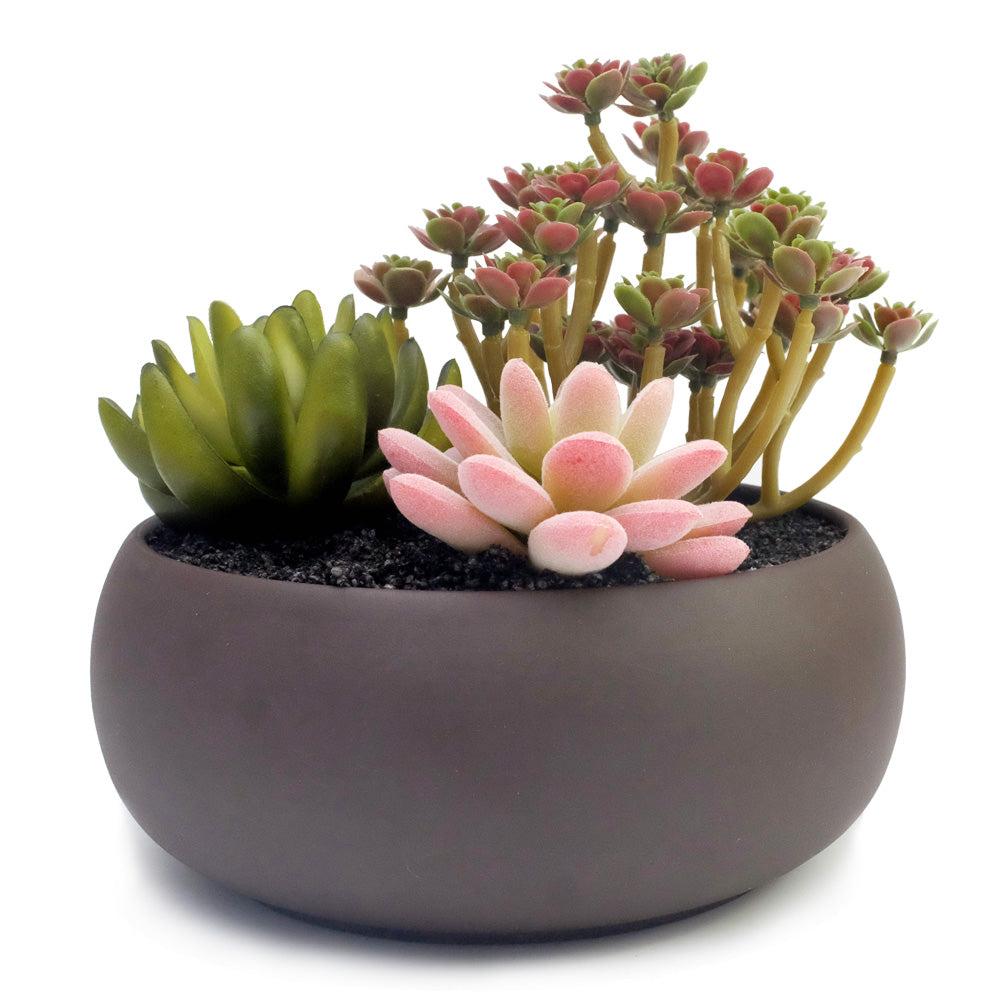 k cliffs K-Cliffs 6.7" Round Unglazed Ceramic Planter Pot with Matte Brown Finish