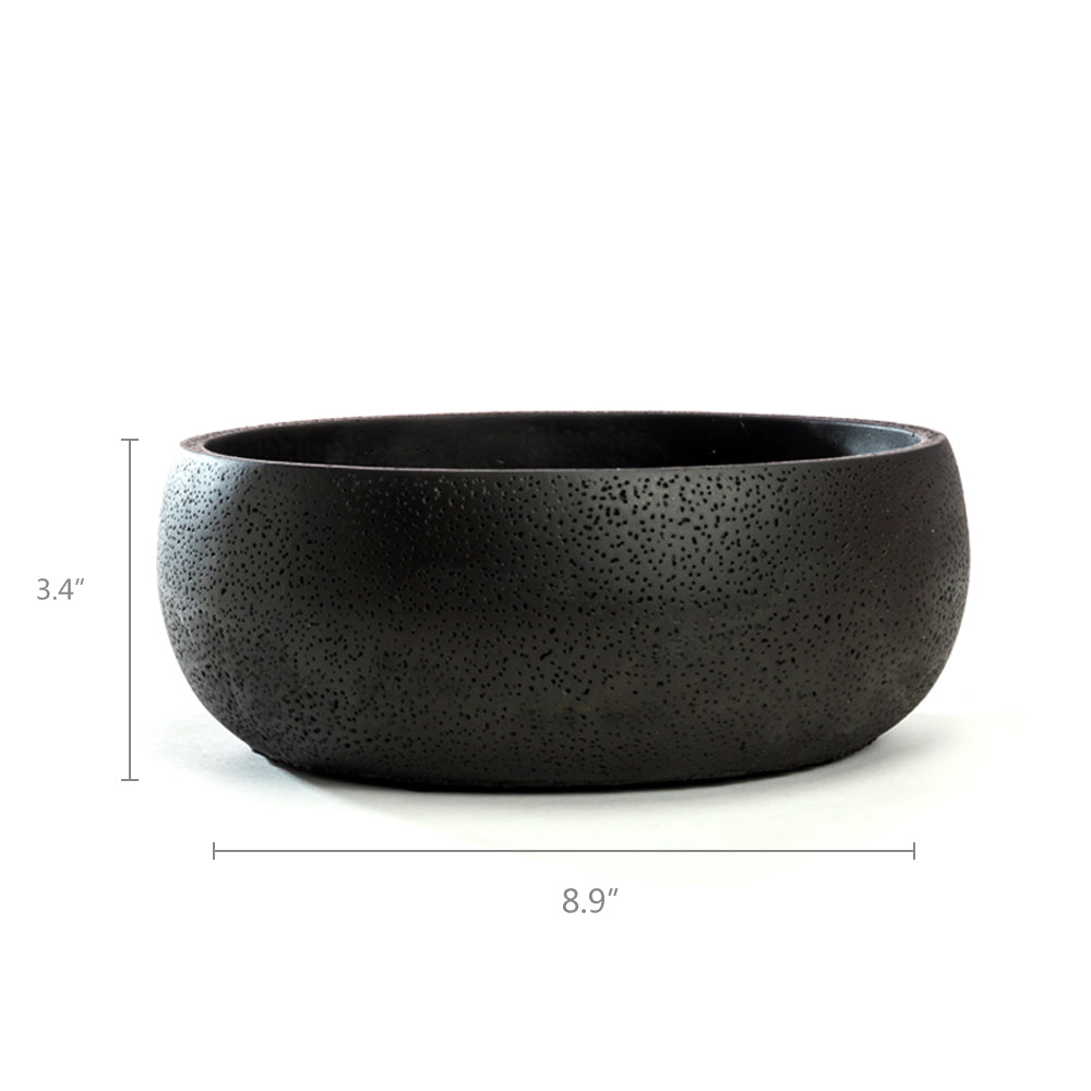 K Cliffs K-Cliffs 8.9 Inch Modern Black Round Cement Succulent Planter Pot