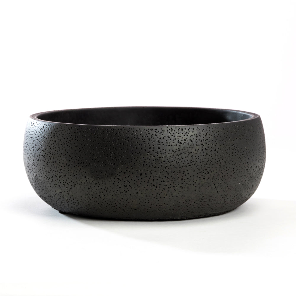 K Cliffs K-Cliffs 8.9 Inch Modern Black Round Cement Succulent Planter Pot