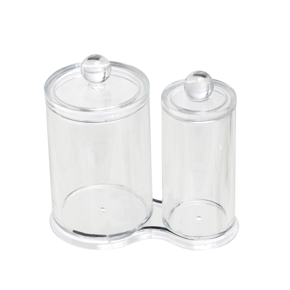 K Cliffs K-Cliffs Acrylic Cotton Ball And Swab Holder/Attached Containers With Separate Lids
