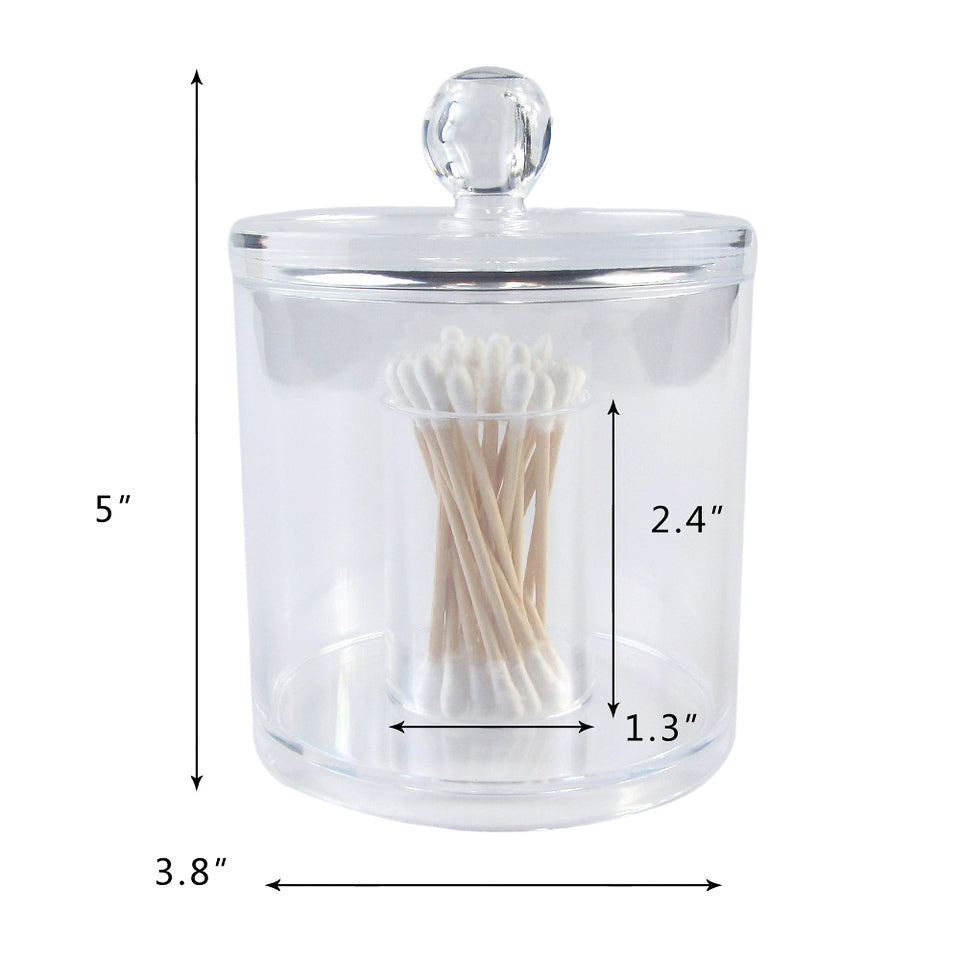 K Cliffs K-Cliffs Acrylic Round Qtip Cotton Ball Storage Jar