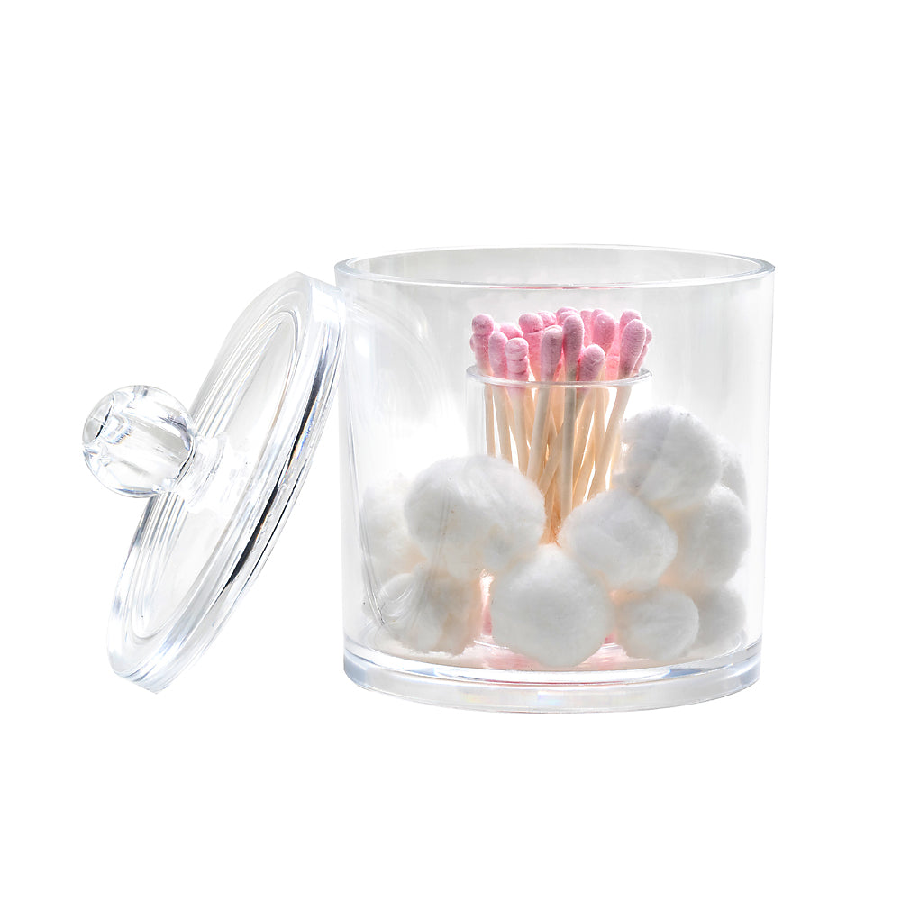 K Cliffs K-Cliffs Acrylic Round Qtip Cotton Ball Storage Jar