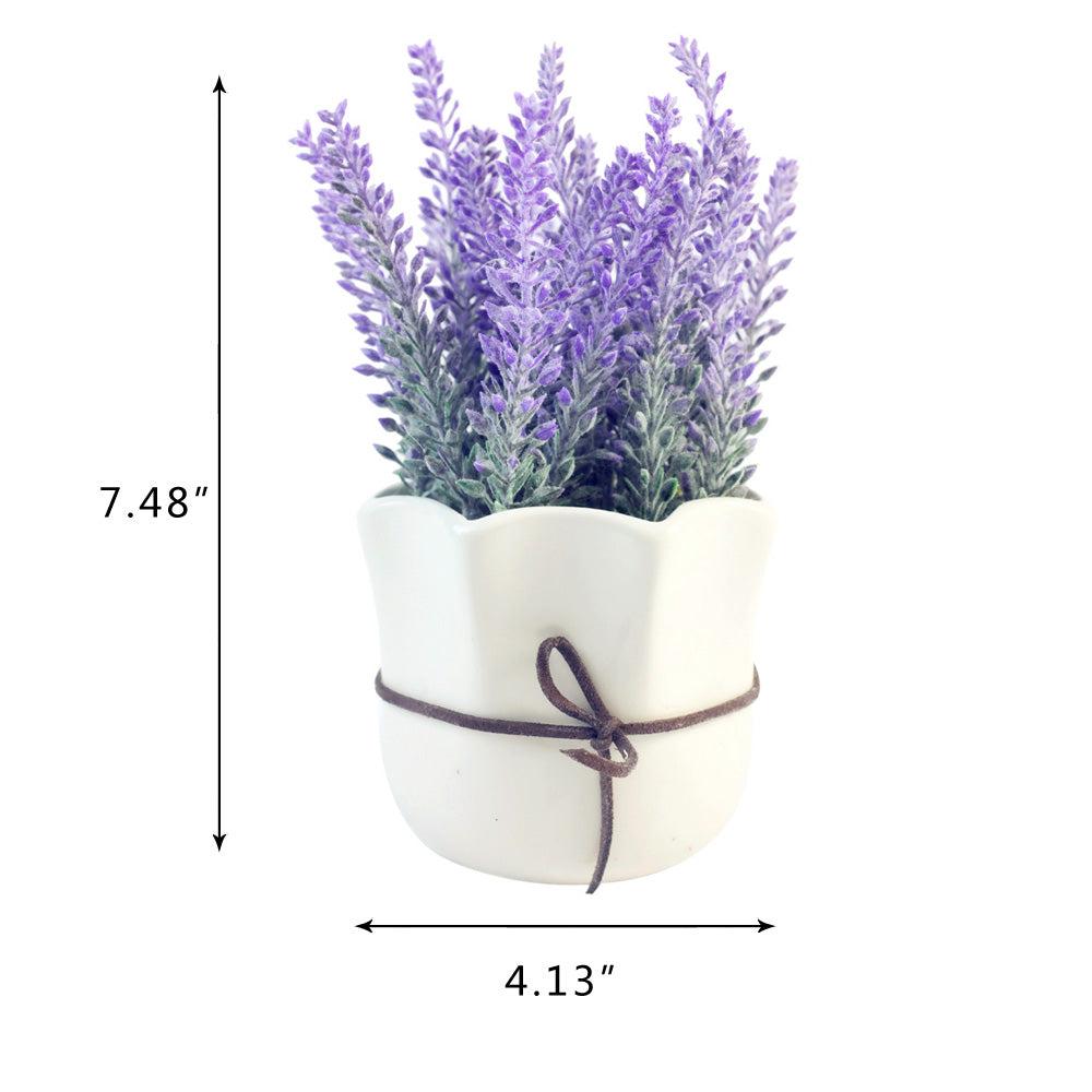 K Cliffs K-Cliffs Artificial Lavender Potted Purple Flowers In A 7.5" White Ceramic Pot