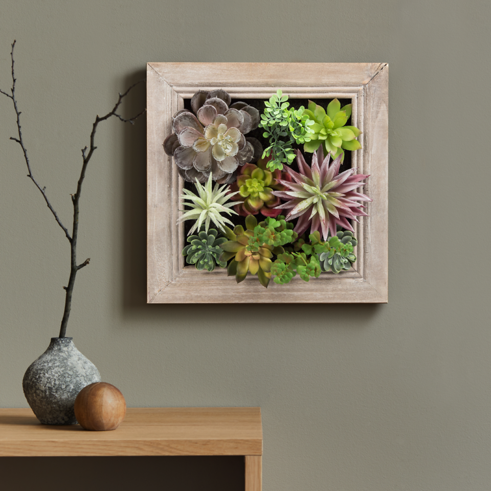 k cliffs K-Cliffs Artificial Plants in a 3D Wall Hanging Solid Wooden Frame Decorative Wall Art