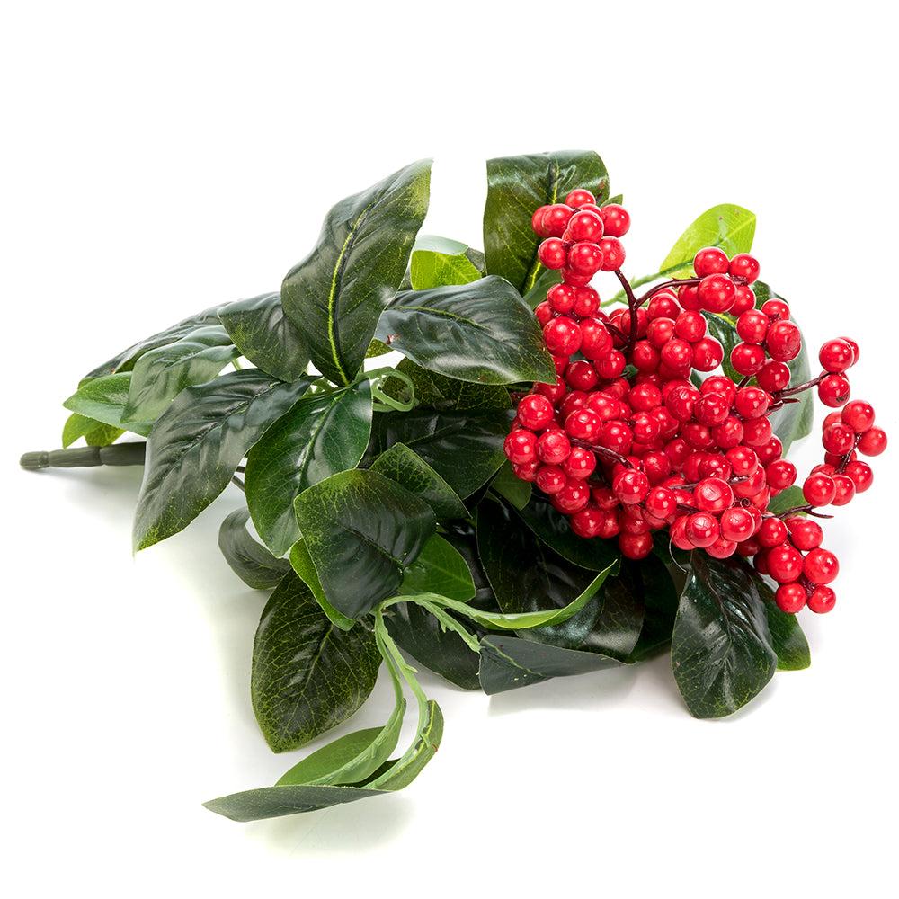 K Cliffs K-Cliffs Artificial Red Berries 3pcs Unpotted Shrubs With Green Leaves Bouquets
