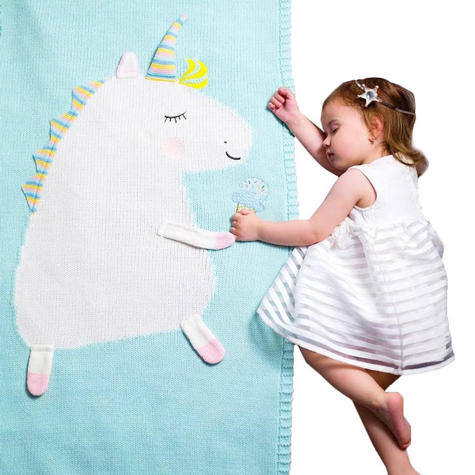 K Cliffs K-Cliffs Baby Blanket Unicorn Knit Cotton Crib Throw Blanket Cover Wrap Unisex
