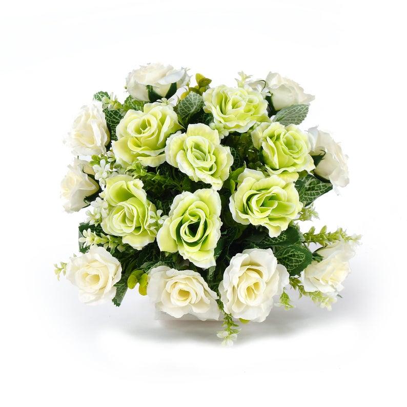 K Cliffs K-Cliffs Beautiful Elegant Faux Rose Centerpiece In White Vase