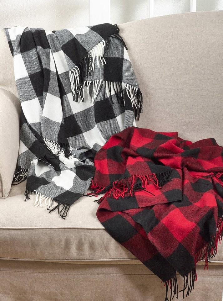 K Cliffs K-Cliffs Buffalo Plaid Checkered Tassel Throw Blanket- Size 50"x60"