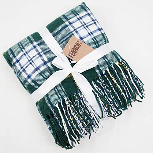 K Cliffs K-Cliffs - Cozy Color Plaid Design Throw Blanket With Tassels - 50" W X 60"