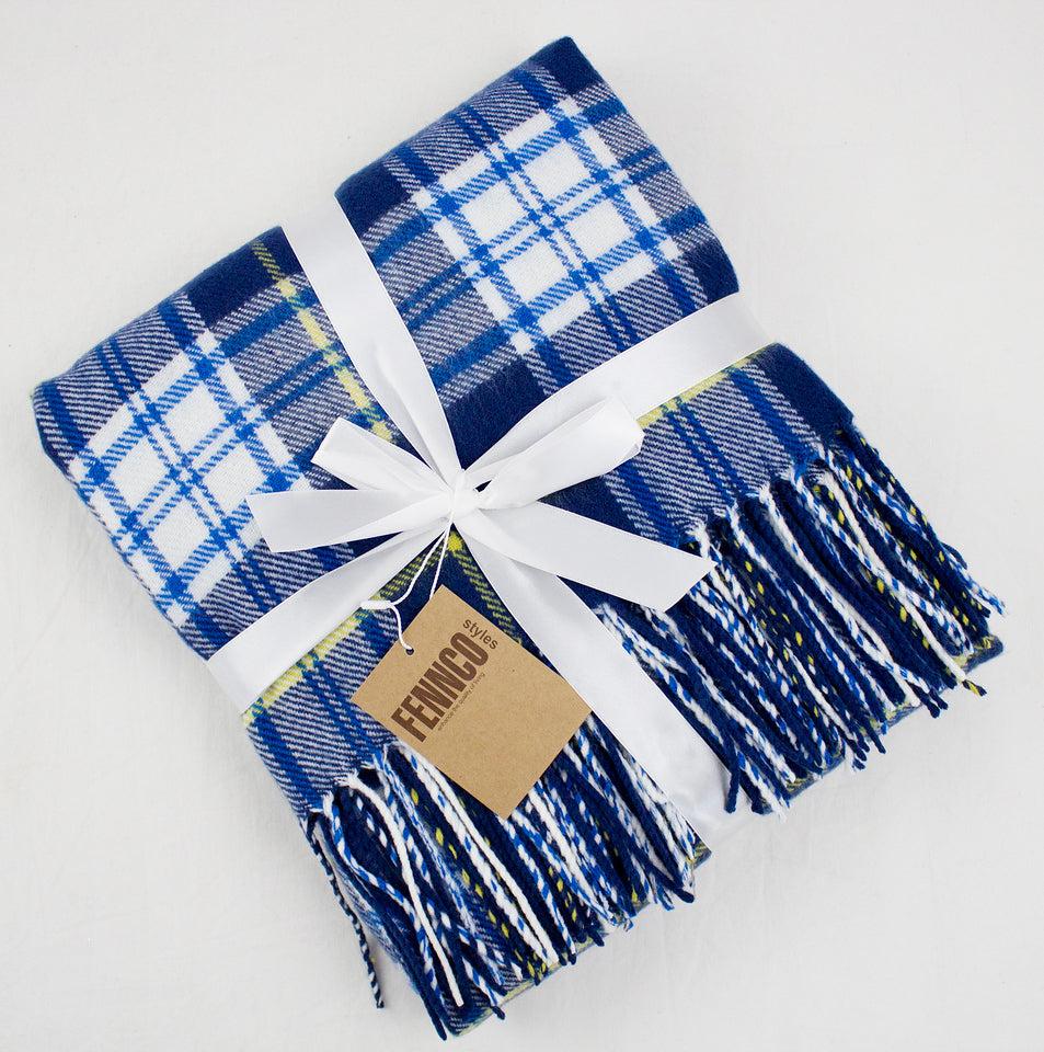 k cliffs K-Cliffs - Cozy Color Plaid Design Throw Blanket with Tassels - 50" W x 60"