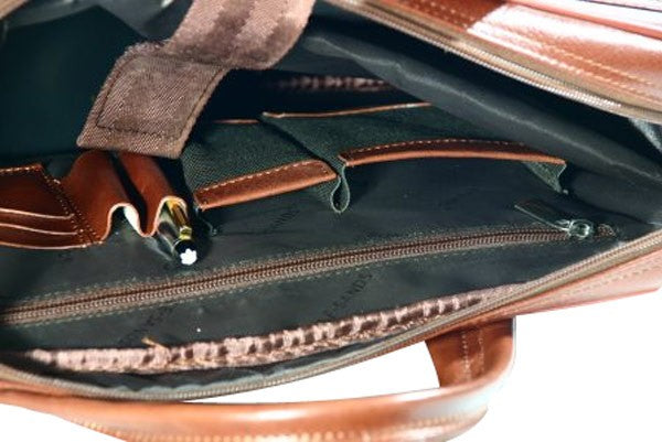 K Cliffs K-Cliffs Deluxe Leather Briefcase Business Portfolio Travel Case