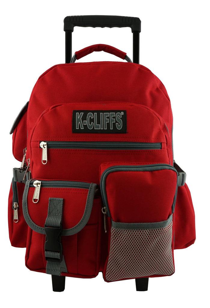 k cliffs K-Cliffs Deluxe Wheeled Rolling School Backpack Sturdy Wheels