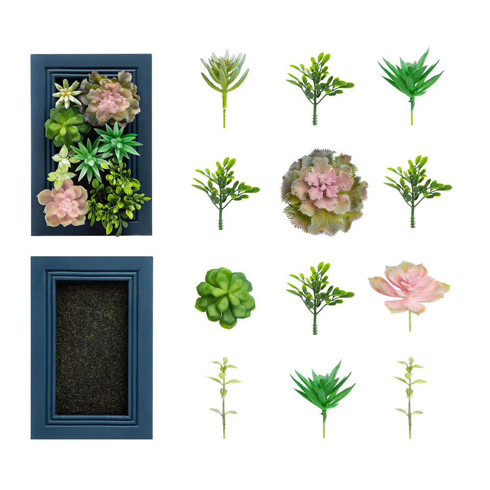 K Cliffs K-Cliffs DIY Kit Artificial Succulent Wall Art Wood Frame With Realistic Faux Plant Wall Hanging