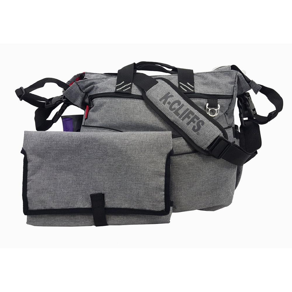 k cliffs K-Cliffs Fashionable Diaper Bag Mommy & Daddy Organizer Tote Bag Includes Changing Mat Gray