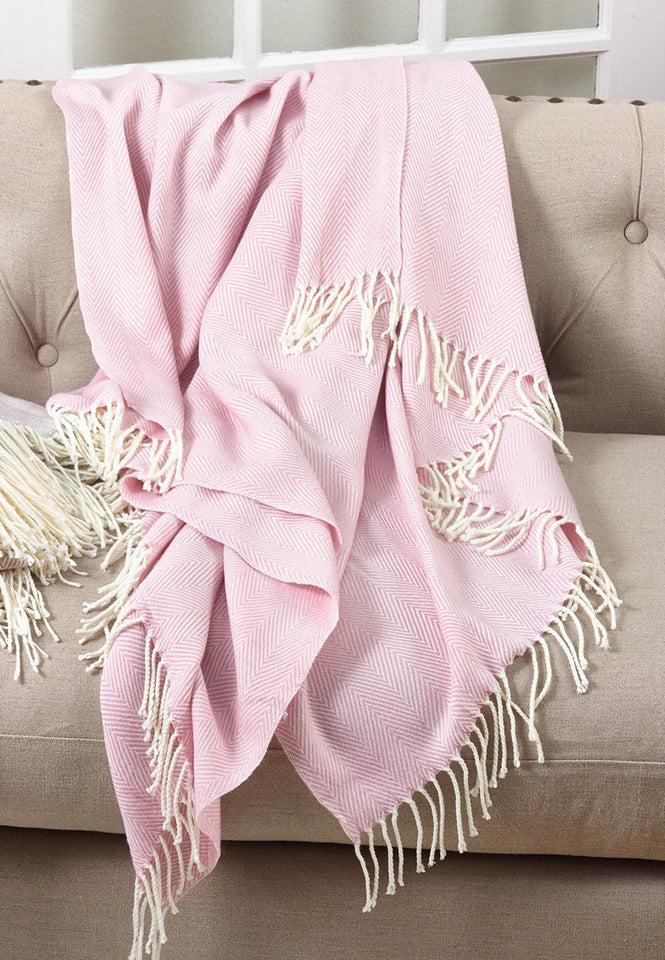 K Cliffs K-Cliffs - Herringbone Color Fringed Throw Blanket - 50"W X 60"L