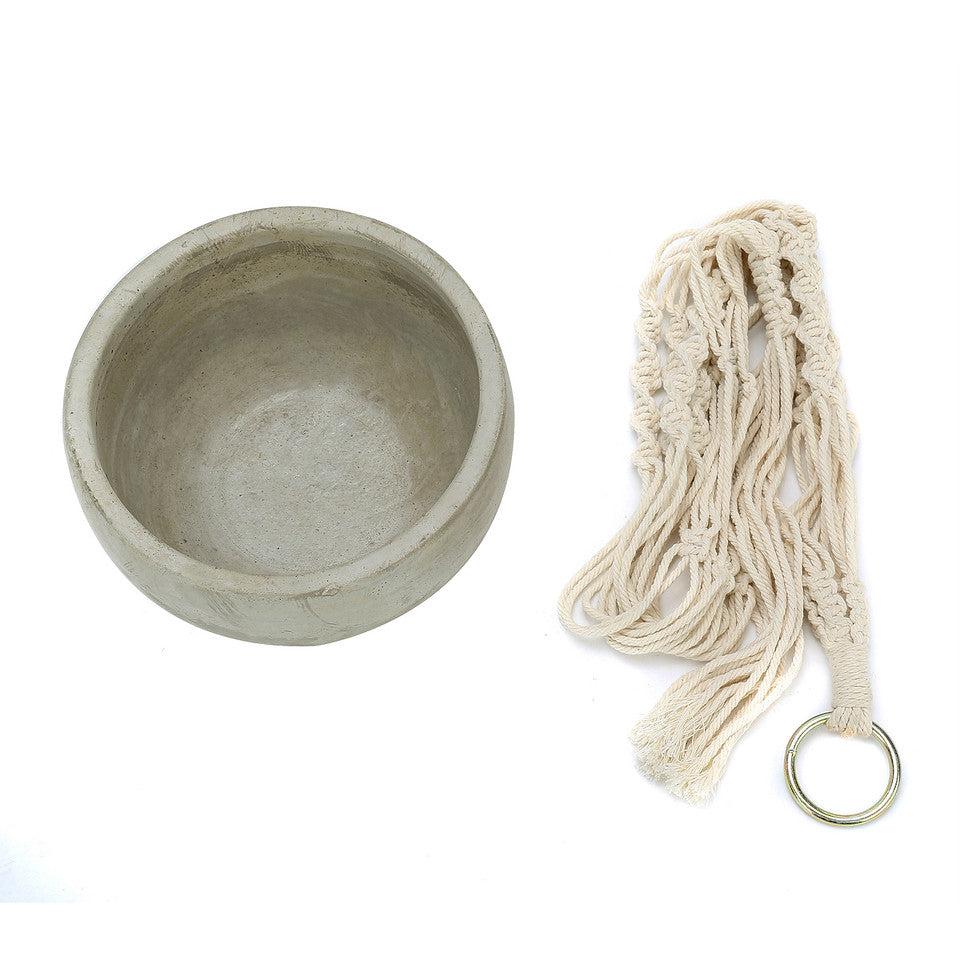 K Cliffs K-Cliffs Home Decor Ceramic Hanging Succulent Pot With Handmade Weave For Succulants