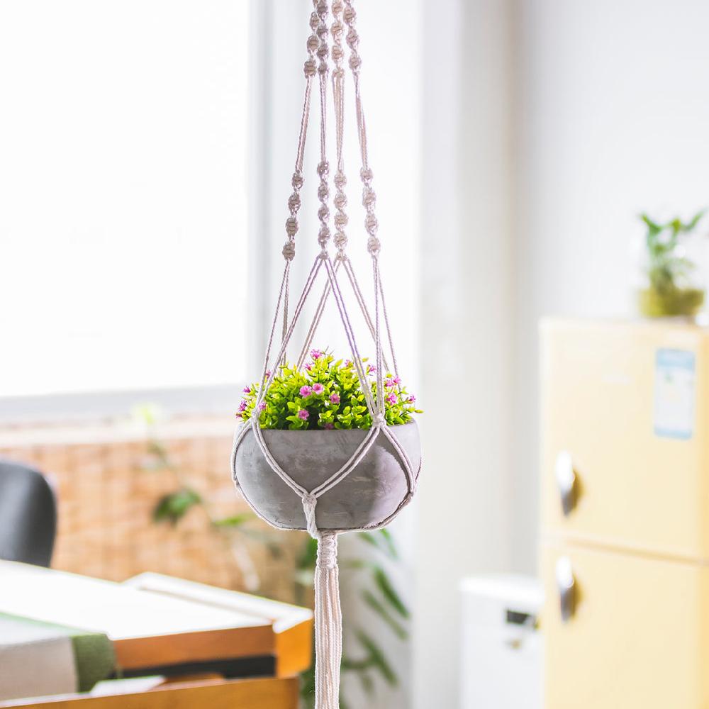 k cliffs K-Cliffs Home Decor Ceramic Hanging Succulent Pot with Handmade Weave for Succulants