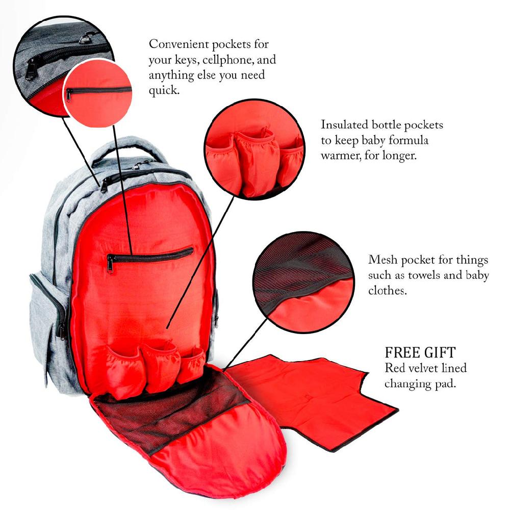 K Cliffs K-Cliffs Large Diaper Backpack Water Resistant Multifunction Changing Bag