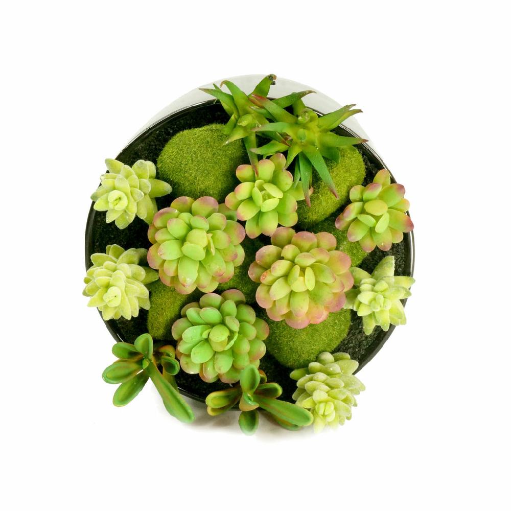 K Cliffs K-Cliffs Large Round Faux Succulent Planter With Moss Cactus Aloe Vera
