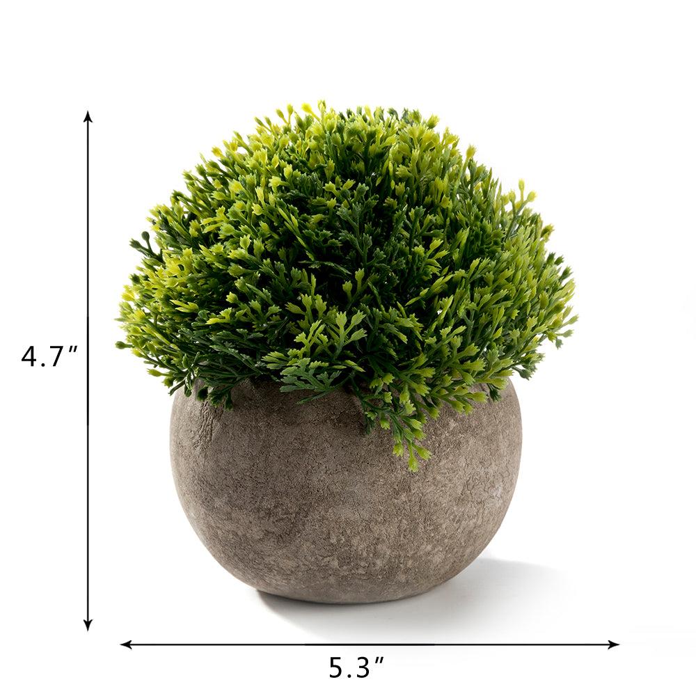 K Cliffs K-Cliffs Mini Ball Shape 4.7" Faux Green Plant In Gray Pot