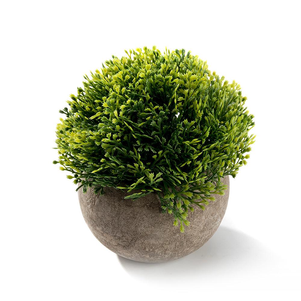 K Cliffs K-Cliffs Mini Ball Shape 4.7" Faux Green Plant In Gray Pot
