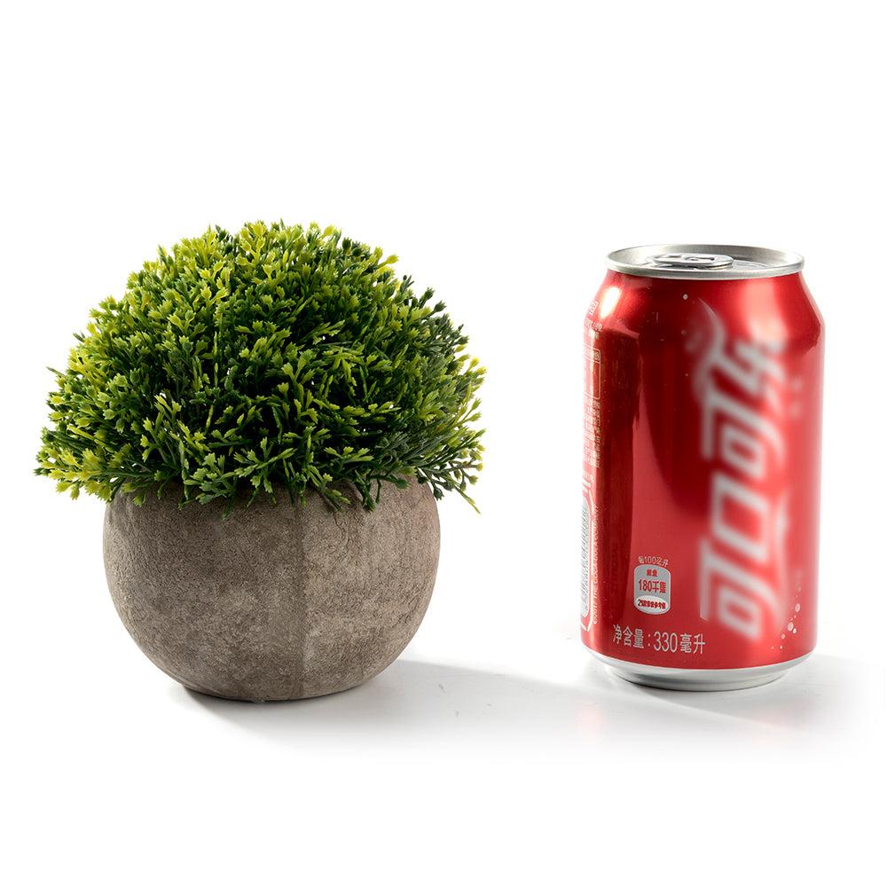 k cliffs K-Cliffs Mini Ball Shape 4.7" Faux Green Plant in Gray Pot