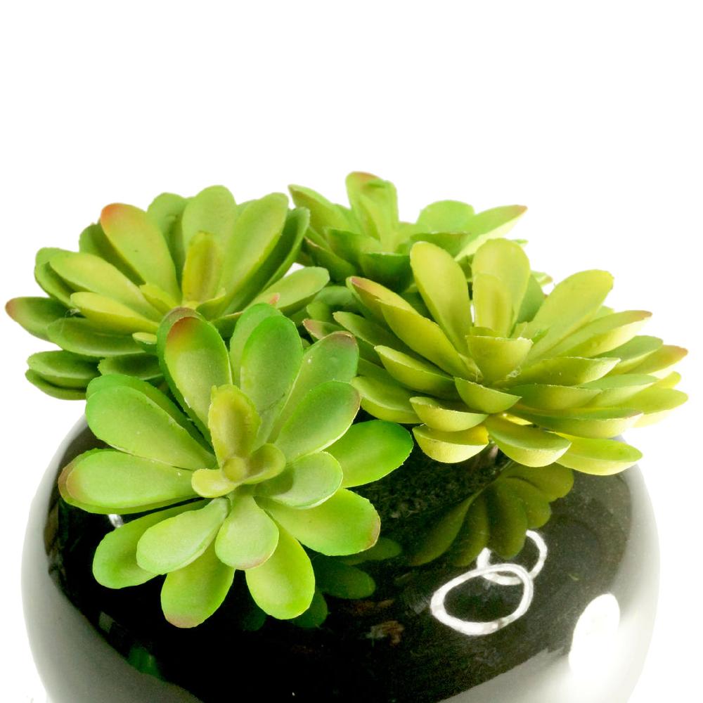 K Cliffs K-Cliffs Realistic Faux Moonglow Succulent Plant In Black Bowl Vase
