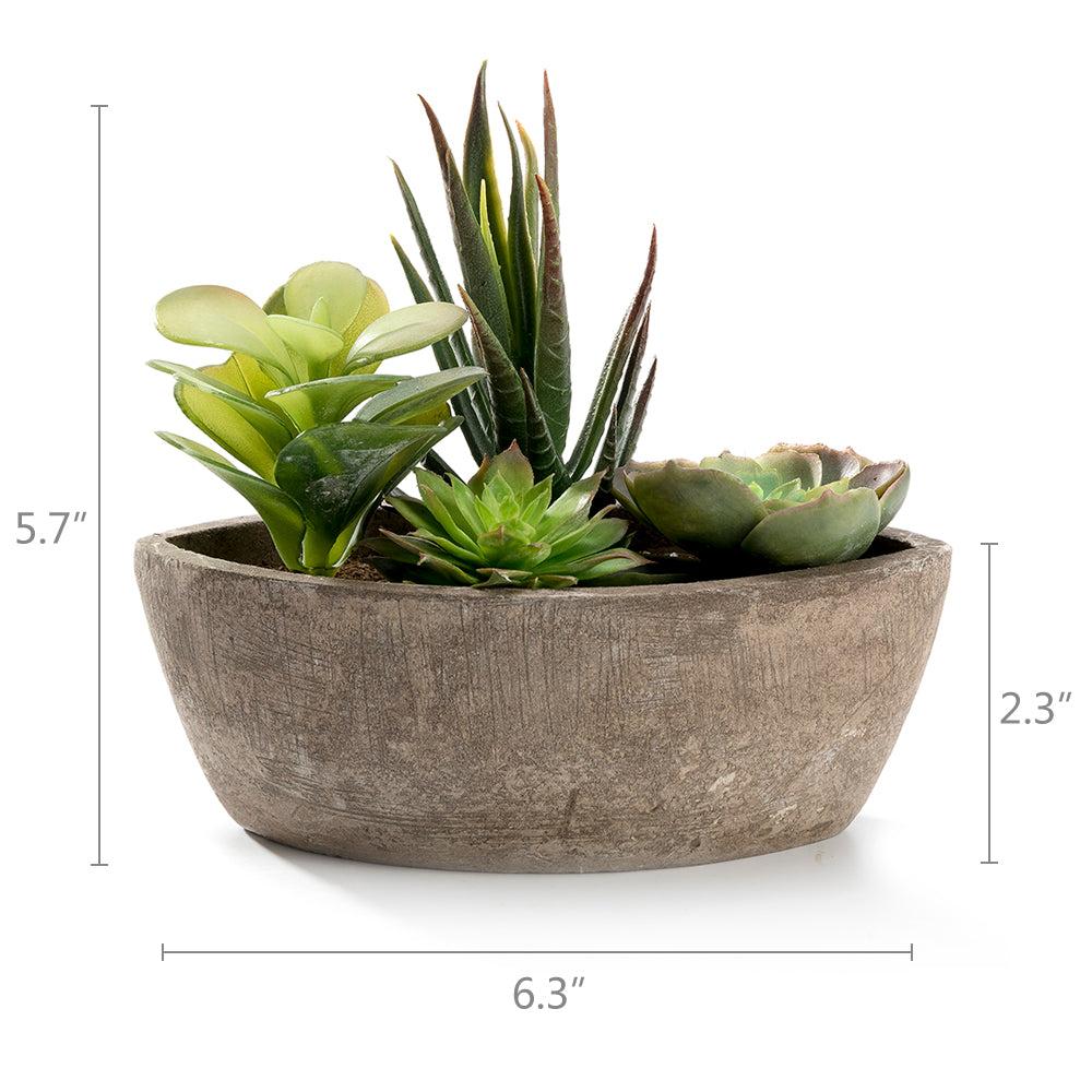 K Cliffs K-Cliffs Realistic Mini Faux Succulent Plants Arrangement In A Decorative Boat Shape