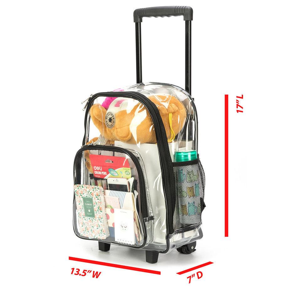 K Cliffs K-Cliffs Rolling Clear School Backpack Heavy Duty See Through With Wheels