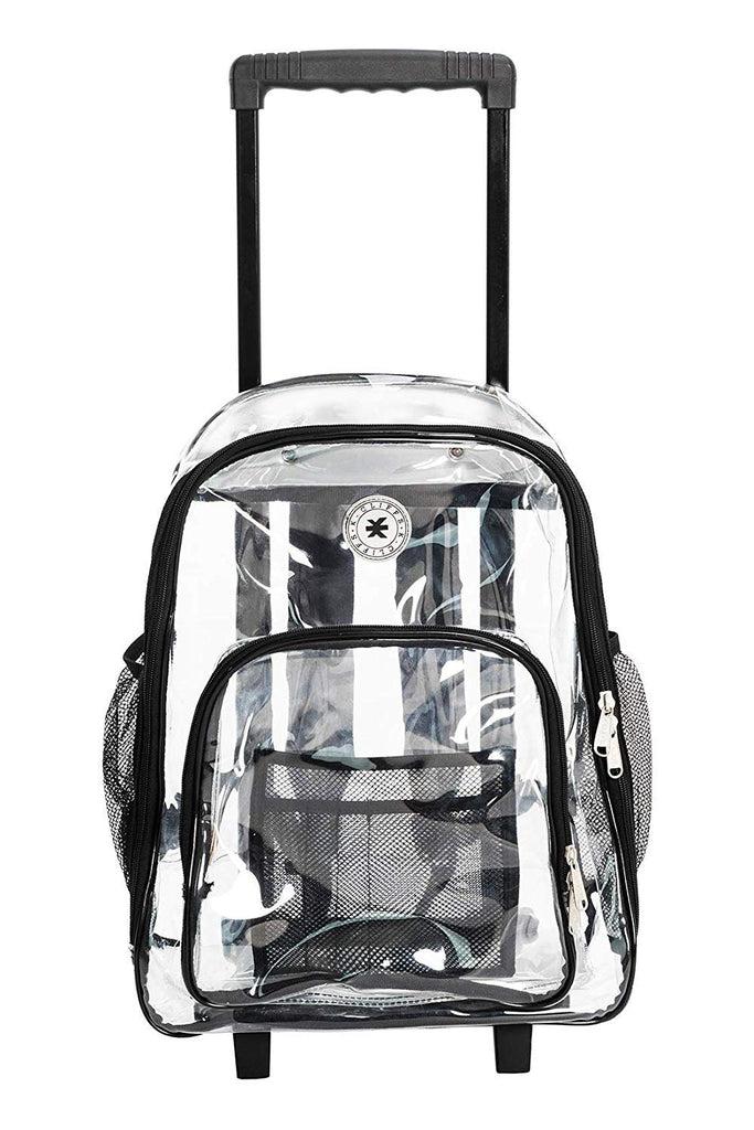 K Cliffs K-Cliffs Rolling Clear School Backpack Heavy Duty See Through With Wheels