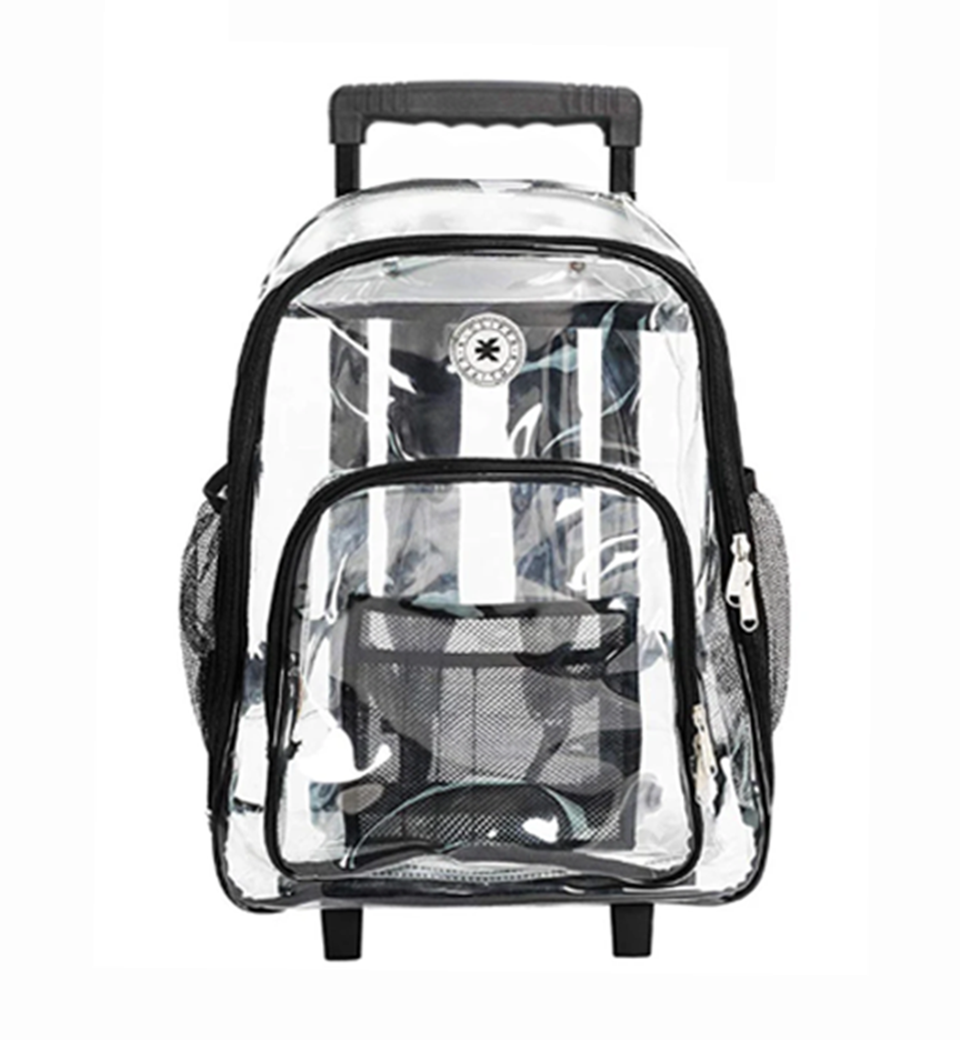 k cliffs K-Cliffs Rolling Clear School Backpack Heavy Duty See Through with Wheels
