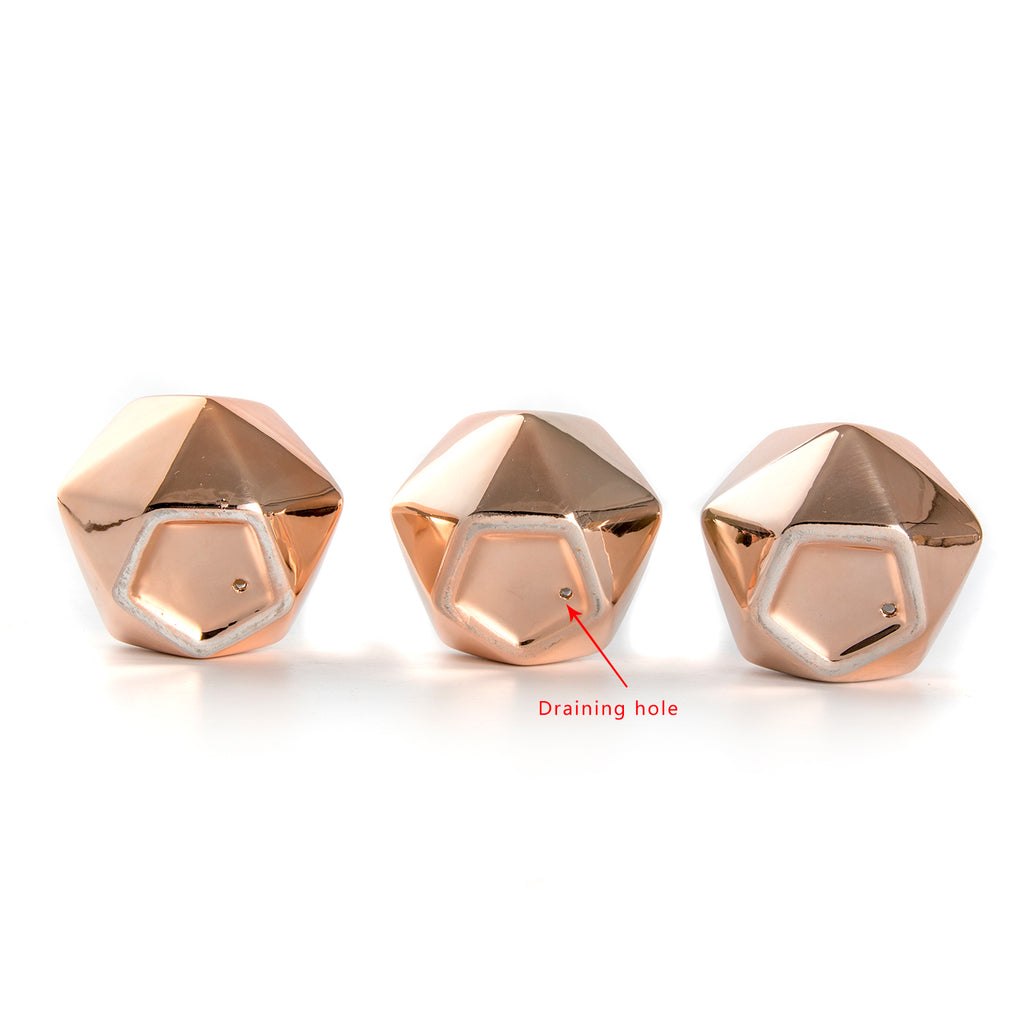 K Cliffs K-Cliffs Set Of 3 Diamond Shape Copper Color Galvanized Ceramic Succulent Planter Pots