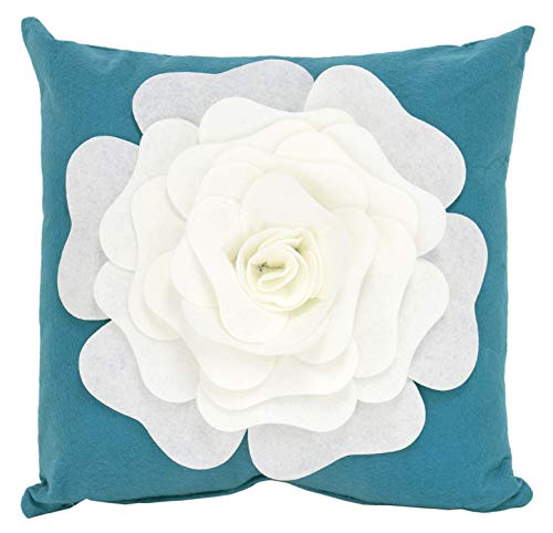 K Cliffs Large Felt 3D Decorative Rose Throw Pillow 17 X 17 Inch