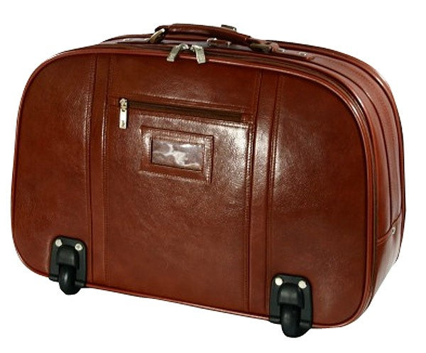 K Cliffs Large Leather Luggage Business Suitcase Rolling Travel Laptop Briefcase Wheeled Executive Case Mobile Office