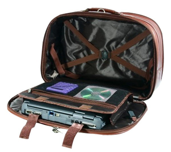 K Cliffs Large Leather Luggage Business Suitcase Rolling Travel Laptop Briefcase Wheeled Executive Case Mobile Office