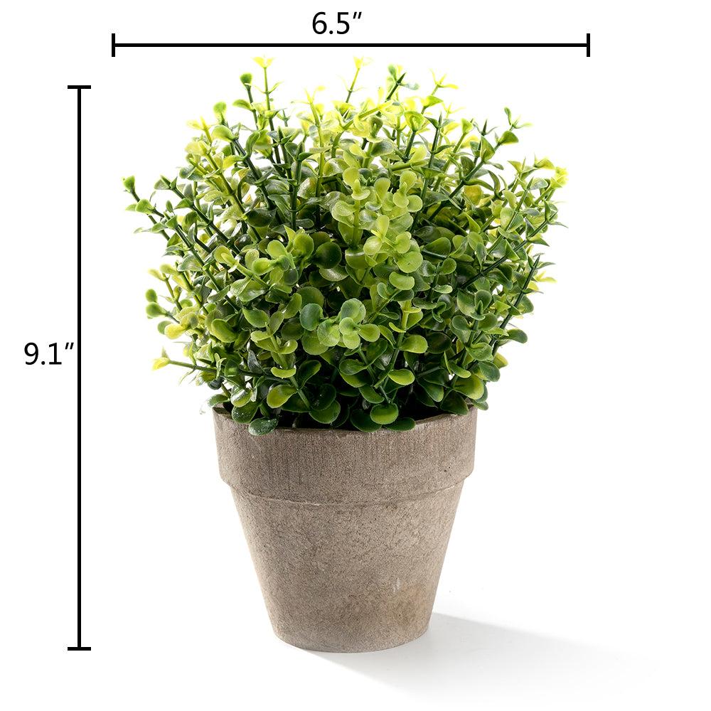 K Cliffs Mini Faux Topiary Plant - 9" Artificial Green Grass In Gray Pot For Indoor/Outdoor Home Décor