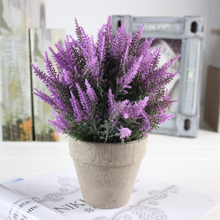 K Cliffs Realistic Mini Faux Provence Lavender Arrangement In Pot