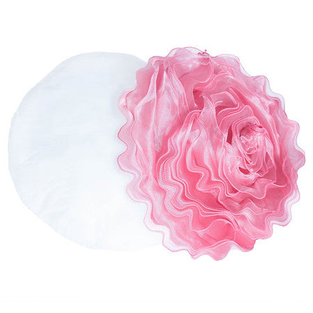 K Cliffs Round 16" Ruffled Rose Decorative Throw Pillow Flower Shape Chiffon Couch Bed Sofa Cushion Cover