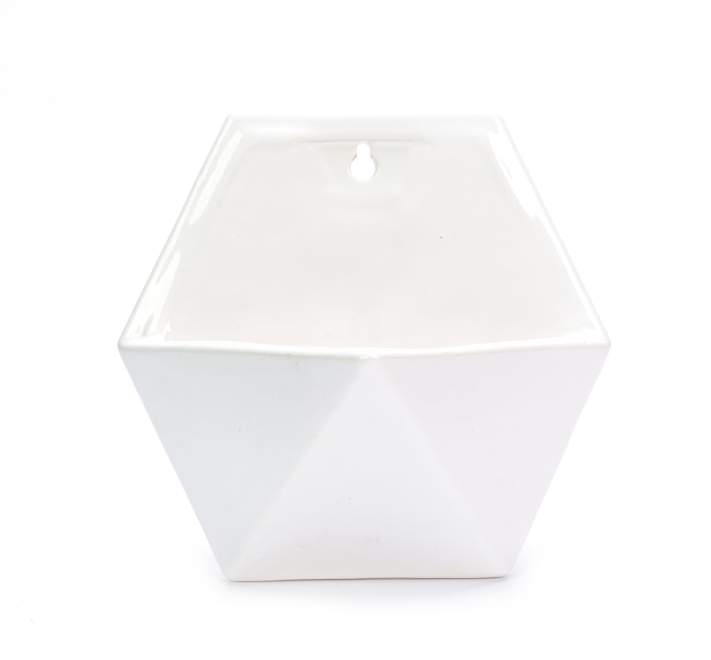 K Cliffs Set Of 2 White Geometric Hanging Wall Planters Vase For Succulents