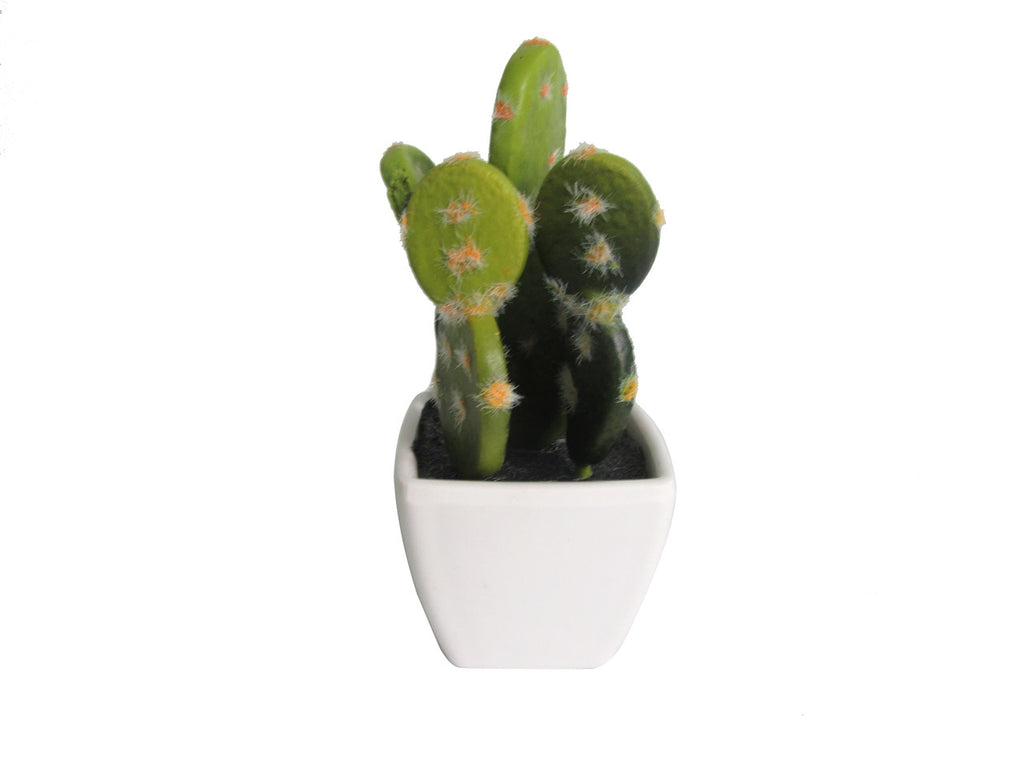K Cliffs Set Of 4 Artificial Succulent And Cactus Plants In White Ceramic Cube Pots – Mini Faux Plants For Home & Office Décor