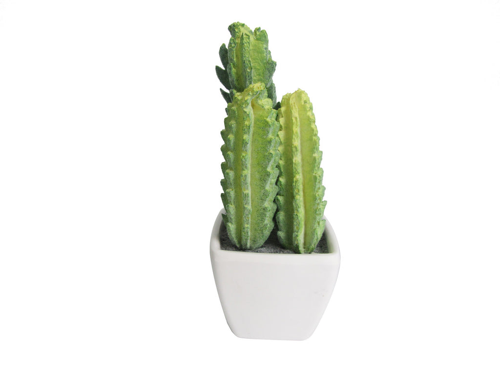 K Cliffs Set Of 4 Artificial Succulent And Cactus Plants In White Ceramic Cube Pots – Mini Faux Plants For Home & Office Décor