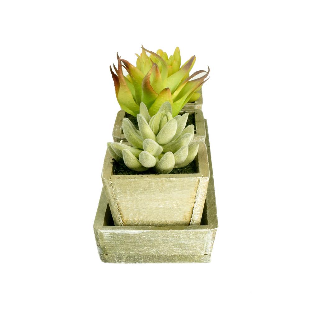 K Cliffs Ustic Wooden Faux Realistic Succulent Planter Arrangement Easy Care Cactus Aloe Vera Décor