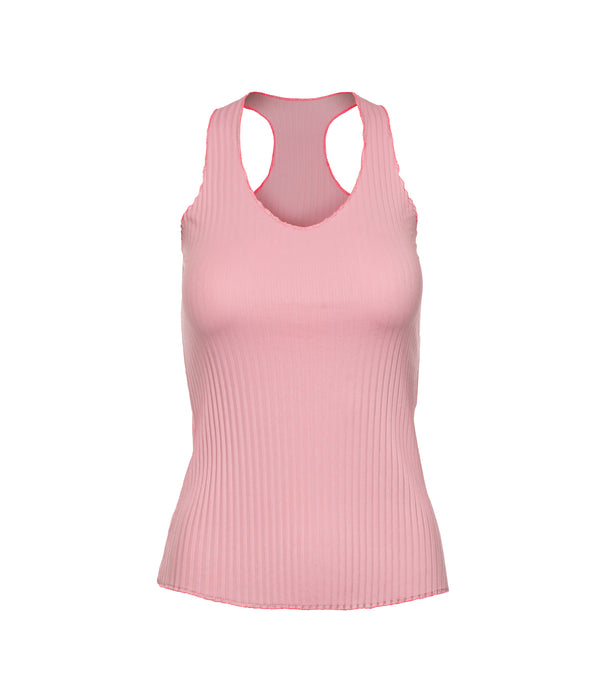 k swiss PLEATED V-NECK TANK SEASHELL