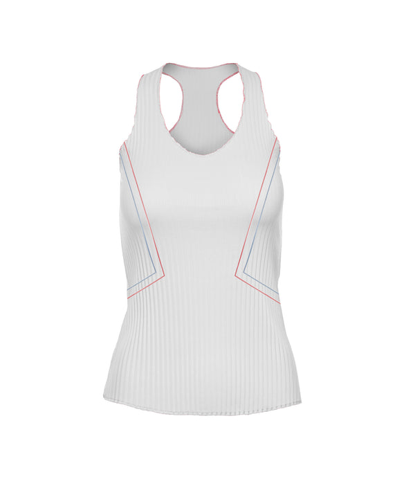 k swiss PLEATED V-NECK TANK WHITE